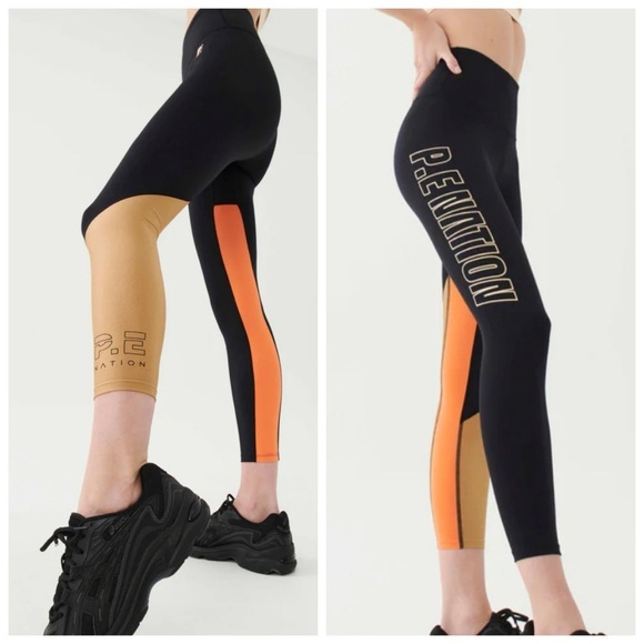 P.E Nation COMEBACK LEGGING IN BLACK ORANGE GOLD COLOR BLOCK XS - Picture 9 of 9